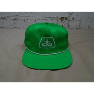 VTG 90s Pioneer Seeds Green Checkered Nylon Snapback Trucker Hat Baseball Cap